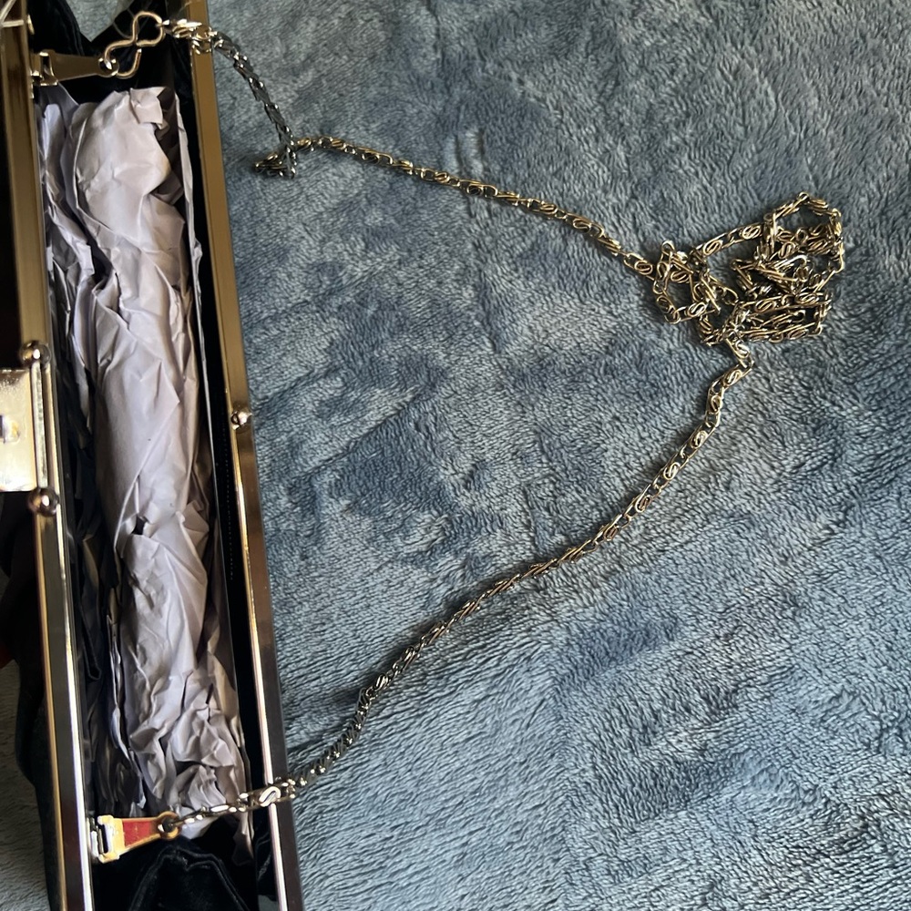 Jessica McClintock Womens Blaire Navy Satin Frame Evening Clutch Bag Purse - Picture 6 of 8